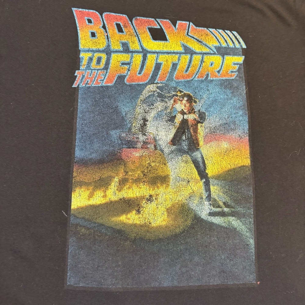 Back to the Future Tee XL Jrs Black Graphic Cropped Short Sleeves Marty McFly - Picture 8 of 11
